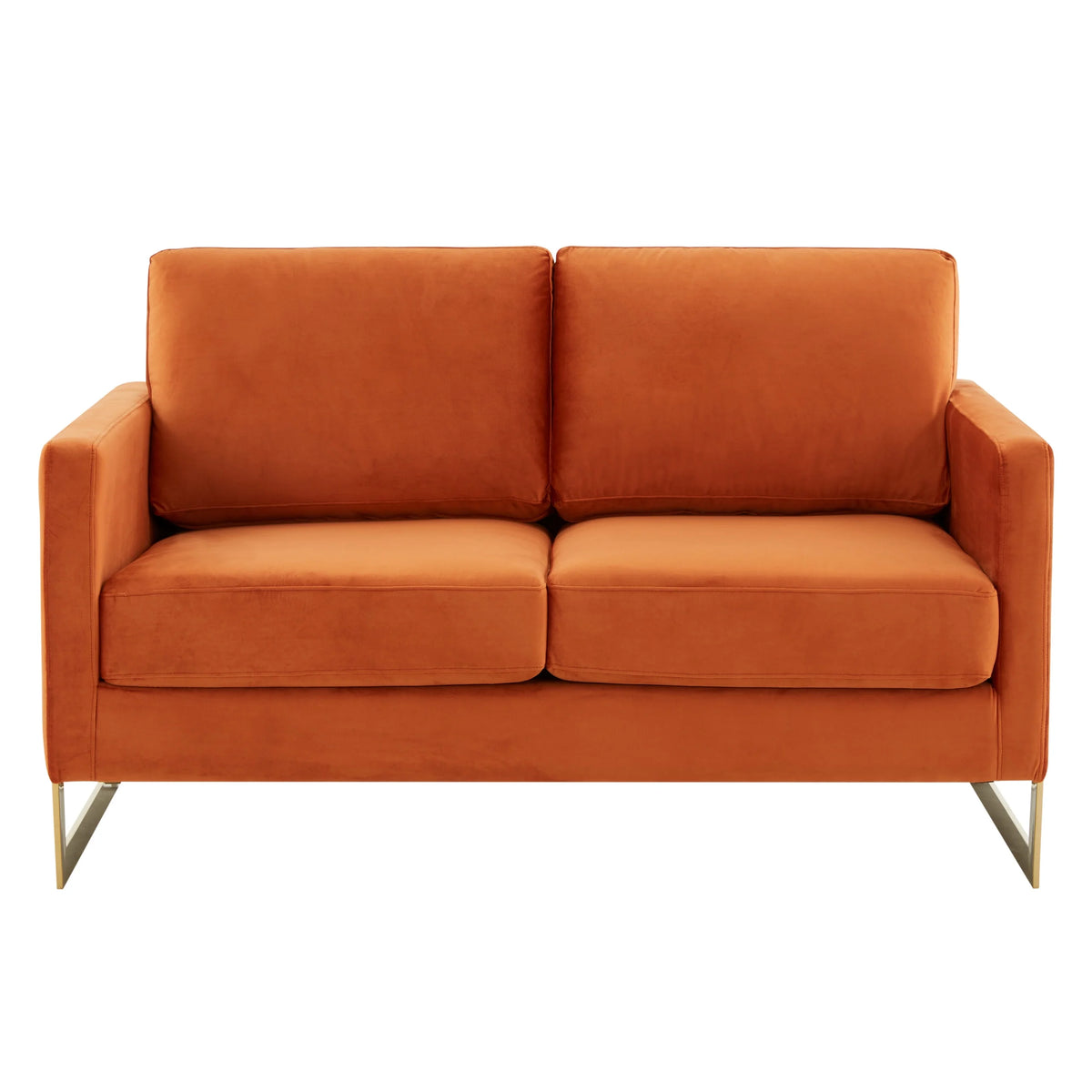 Orange Velvet Upholstered Loveseat Y14675