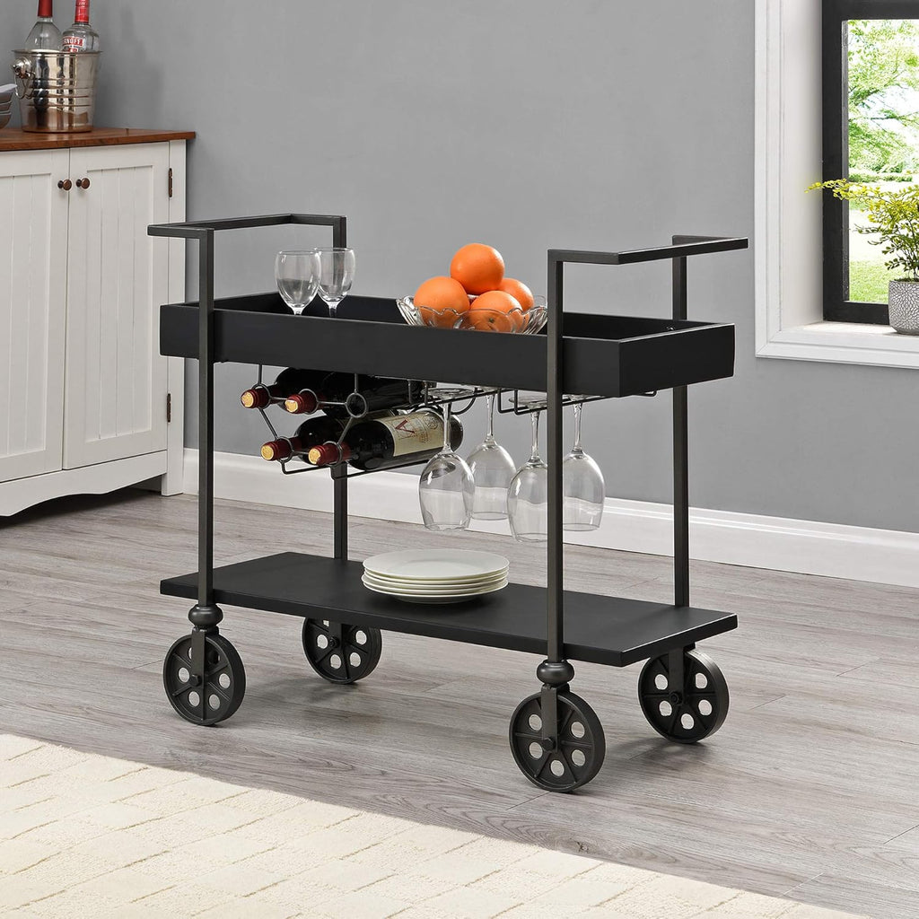 Aged Black Bar Cart R22038