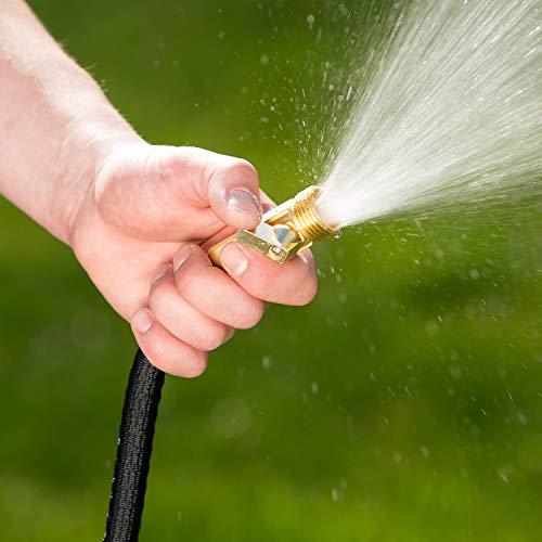 Expandable Garden Hose 50 ft Brass Fittings Black U97453