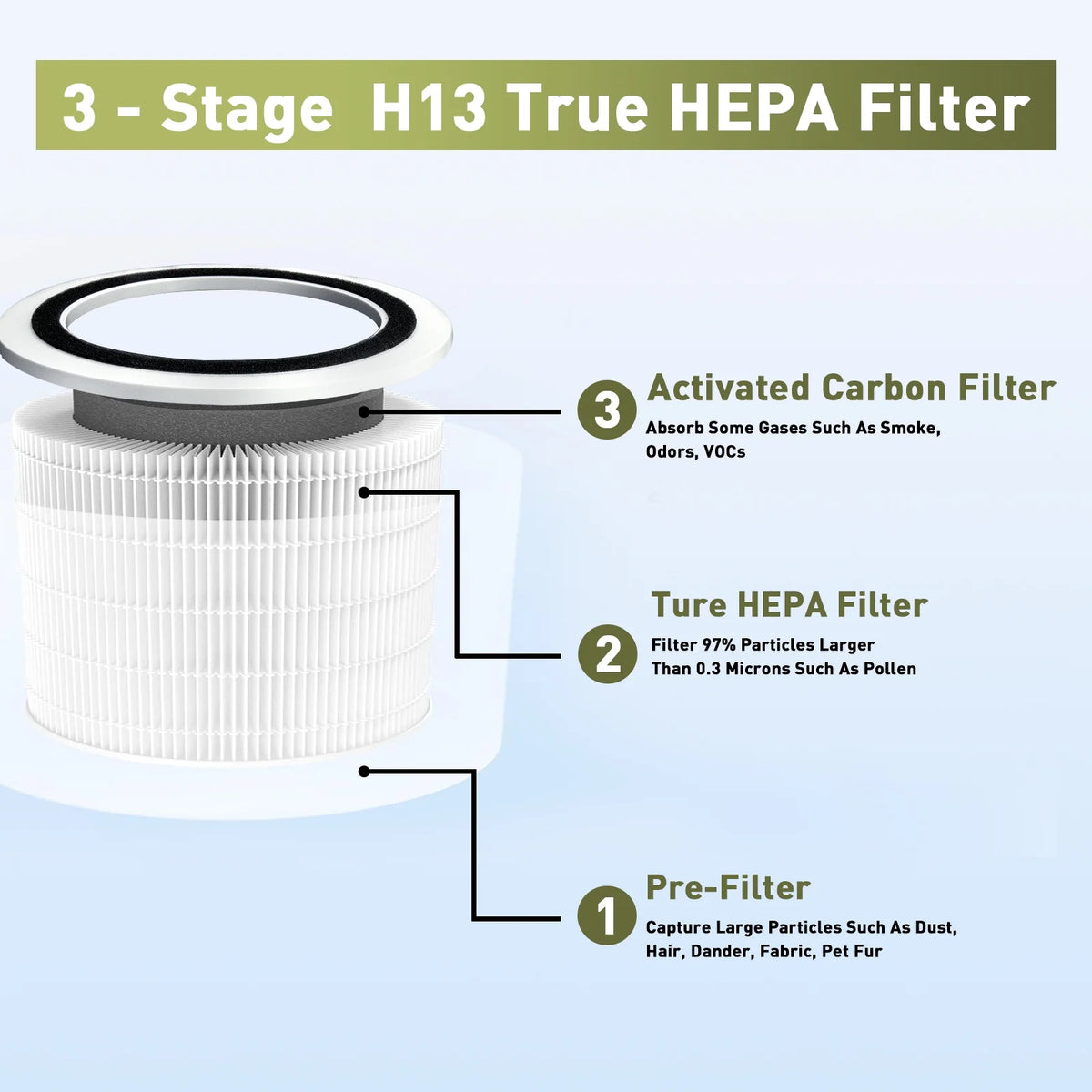 2 Pack H13 True HEPA Replacement Filter A18451