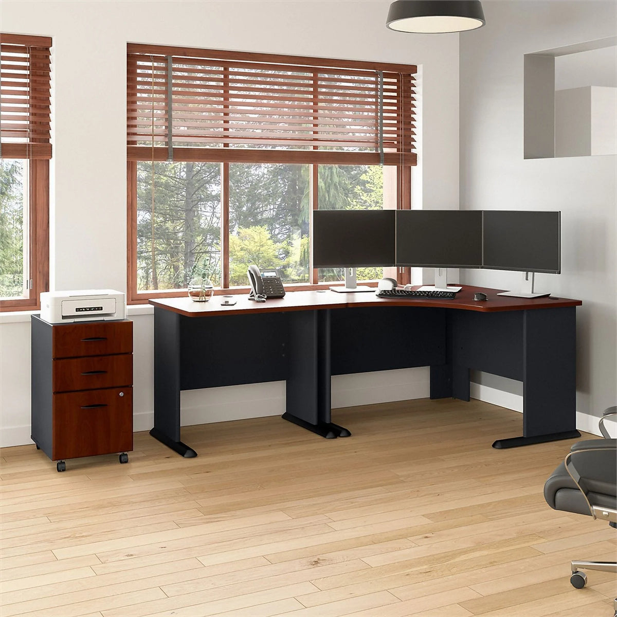 83" L Shaped Executive Desk in Hansen Cherry G1126