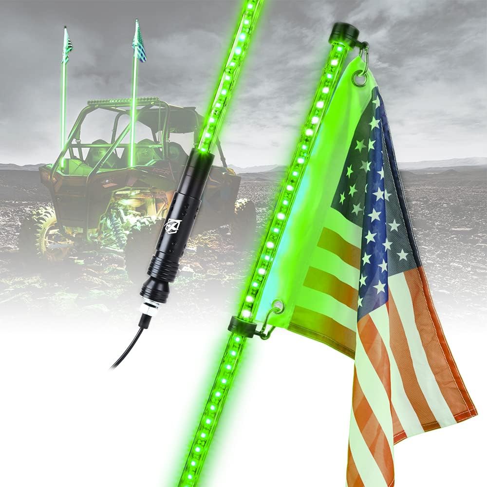 Multicolor LED Whip Lights with Flag Pole W47110