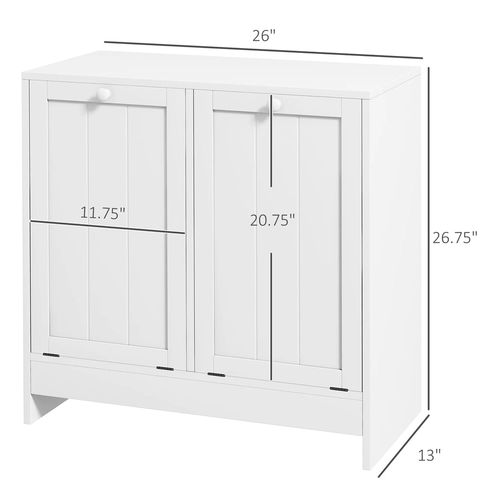 White Tilt-out Laundry Cabinet with 2 Hamper Compartments S550