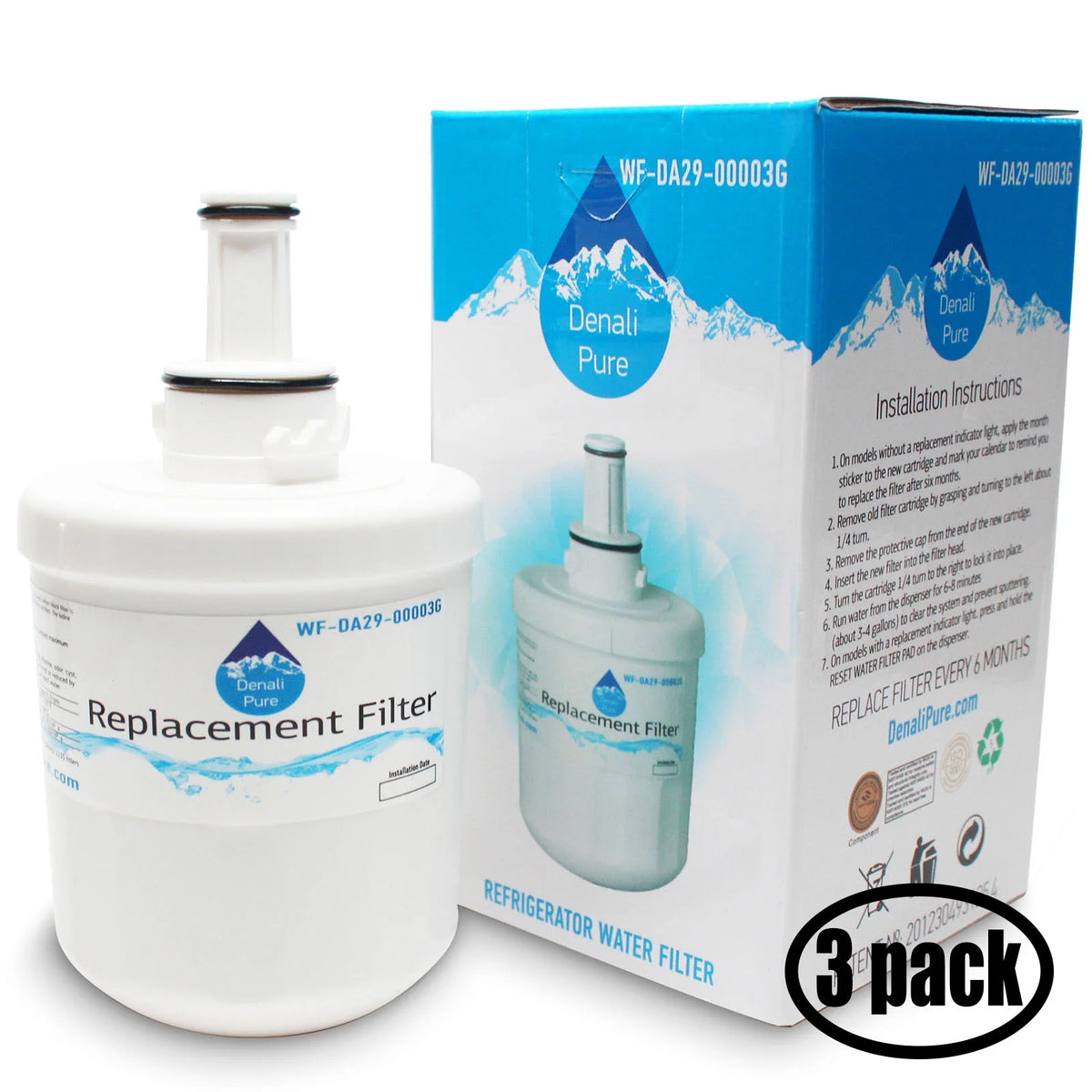 3-Pack Replacement Refrigerator Water Filter Cartridge D6765