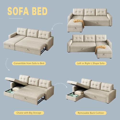 L Shaped Sleeper Sofa with Pull Out Bed and Storage A544723