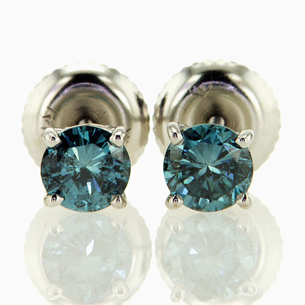 14K White Gold Stud Earrings R412
