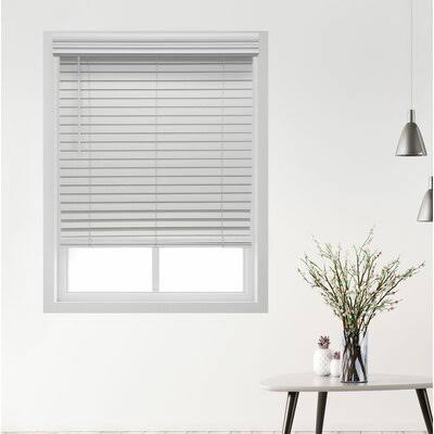 White Cordless Faux Wood Venetian Blind W989