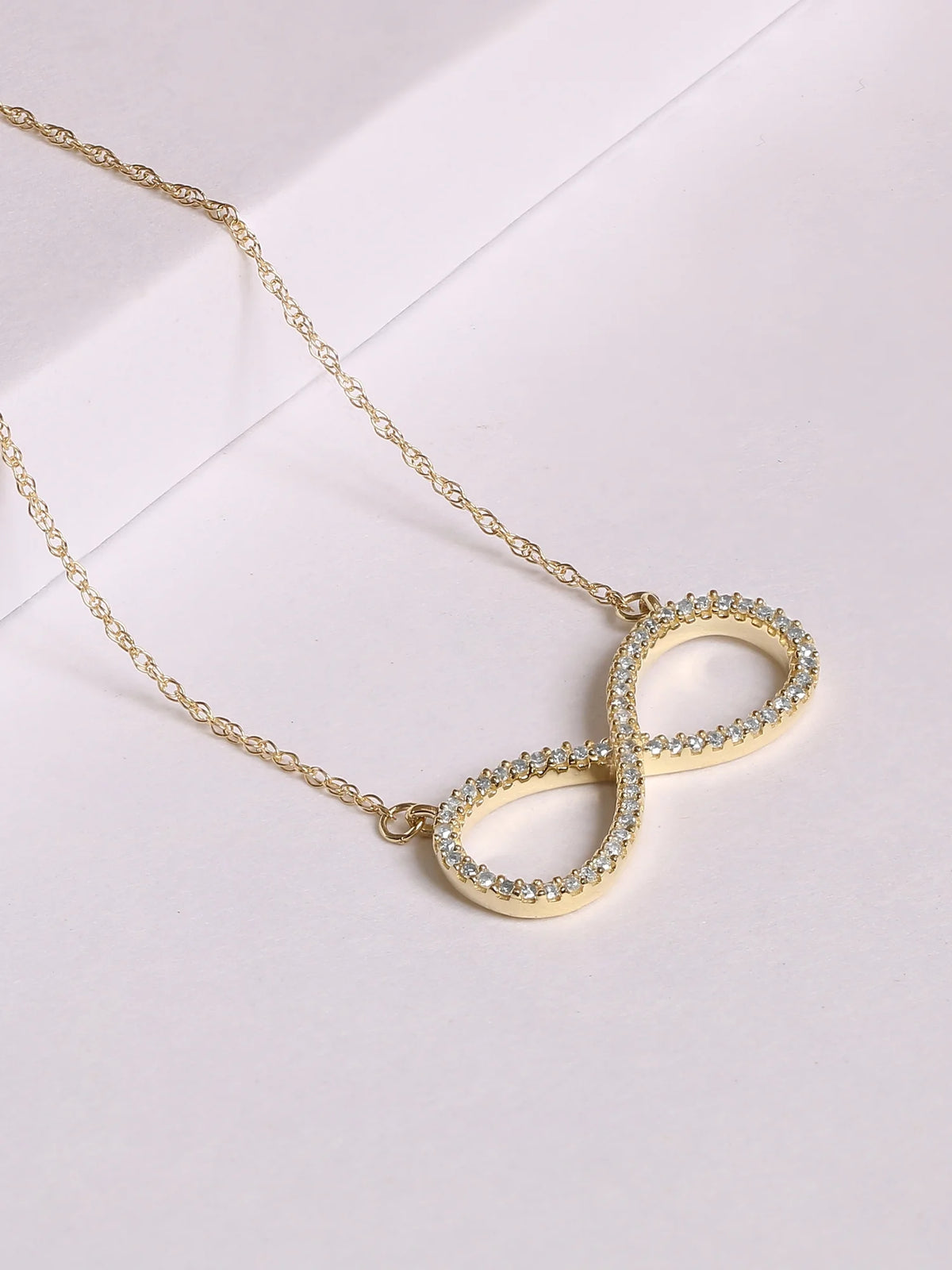 10K Yellow Gold Diamond Infinity Loop Necklace X832859