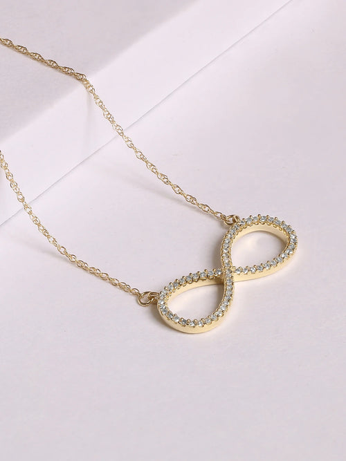 10K Yellow Gold Diamond Infinity Loop Necklace X832859