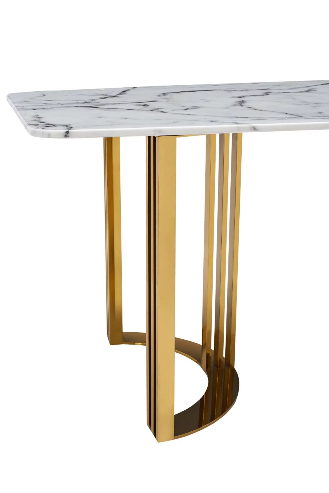Marble Top Gold Stainless Steel 7Pcs Dining Room Set J584403