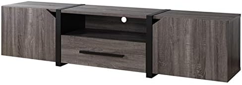 Rustic Wood 81.5-Inch TV Stand in Distressed Gray O727
