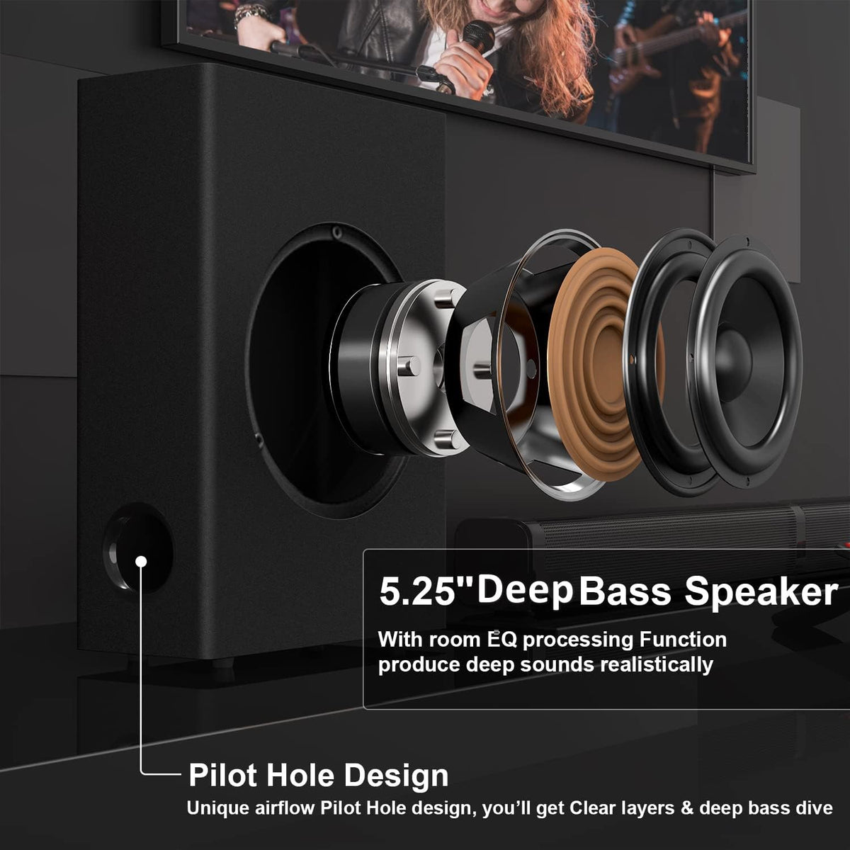 Sound Bars for TV with Subwoofer, 2.1 Channel L24505