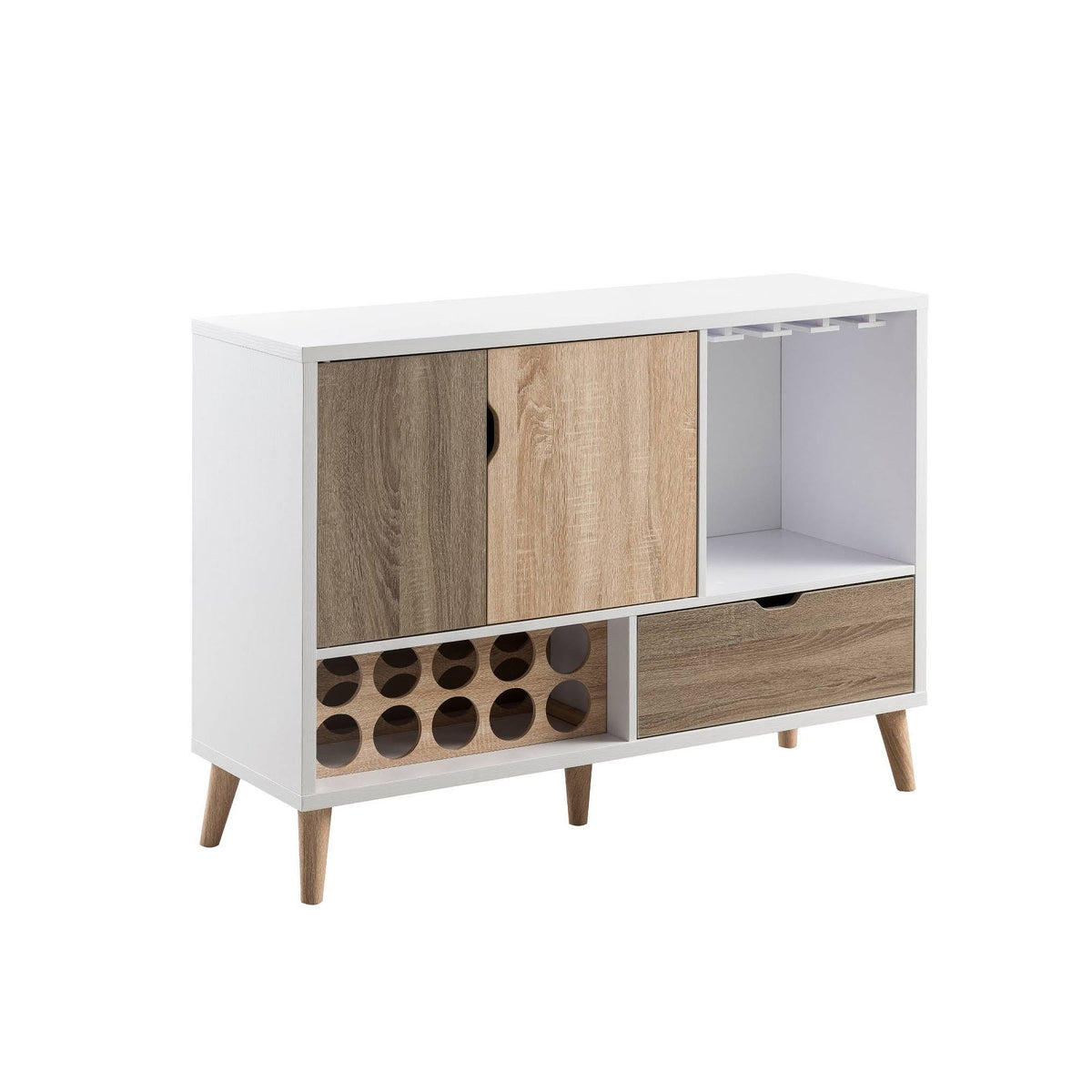 Glossy White and Weathered Sand Buffet C15706