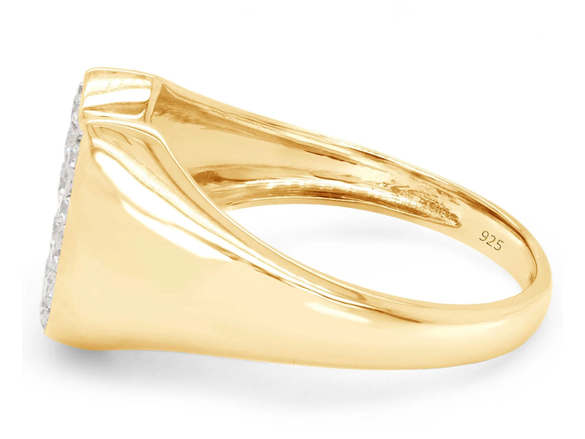 14K Yellow Gold Over Sterling Silver Moissanite Horseshoe Ring D61962