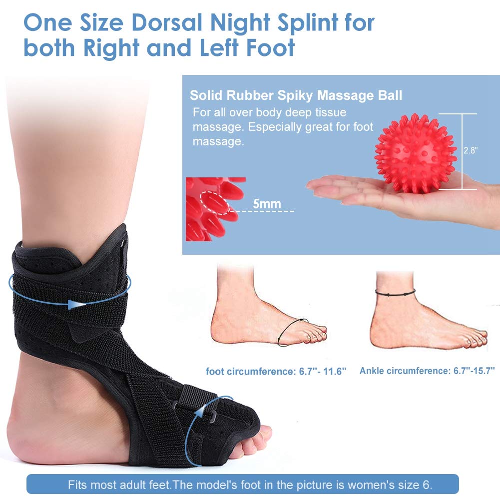 Adjustable Plantar Fasciitis Night Splint Orthotic Brace with Spiky Massage Ball K137180