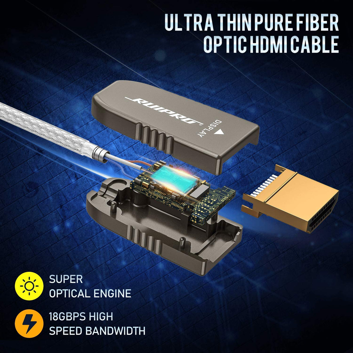 Fiber Optic HDMI Cable 40 Feet 4K60Hz 18Gbps HDR10 ARC W1425