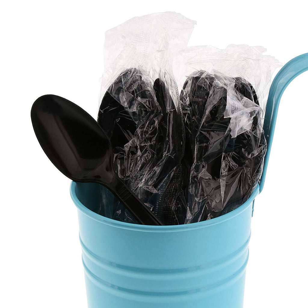 Black Medium-Heavy Weight Polypropylene Teaspoons, Case of 1000 F88570