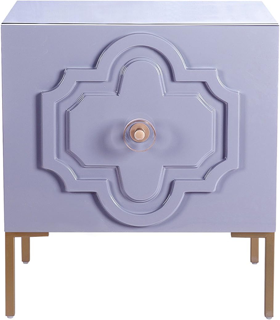 Square Lacquer Side Table with Cabinet Shelf Pink K523287