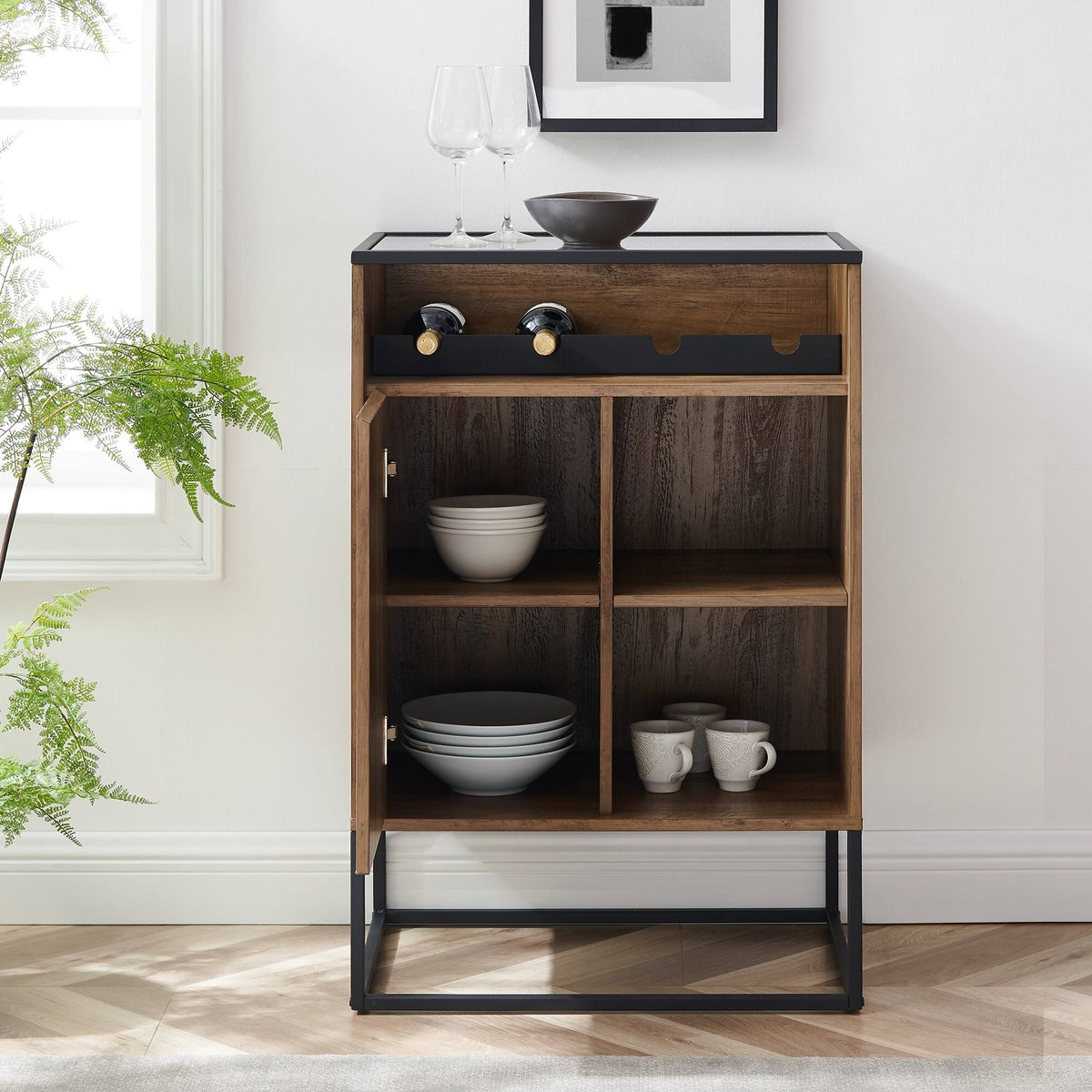 Glass Top 1-Door Bar Cabinet I76163