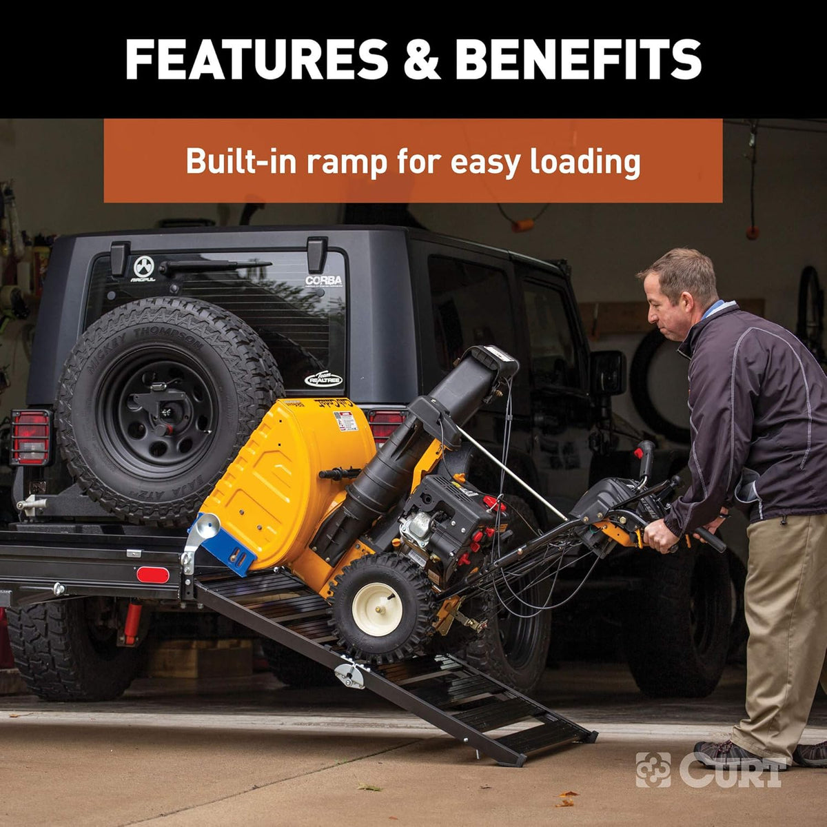 Black Aluminum Hitch Cargo Carrier with Ramp P47096