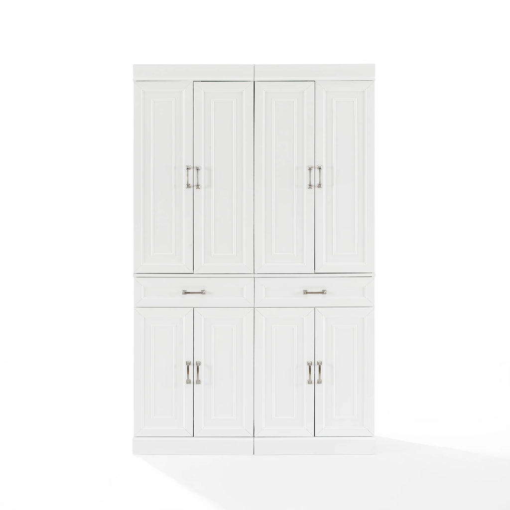 White MDF Wood Pantry (Set of 2) H148