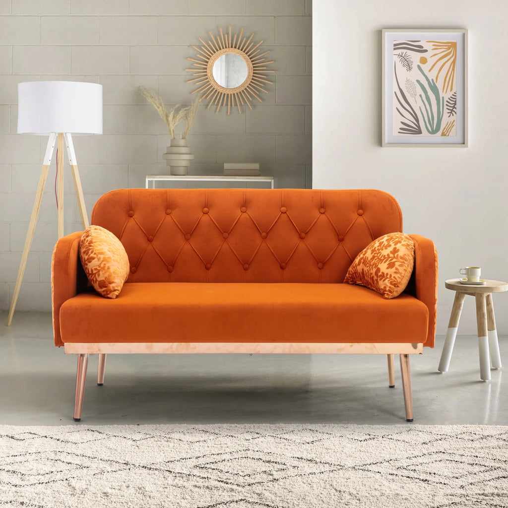 Velvet Accent Loveseat Sofa with Metal Feet M546239
