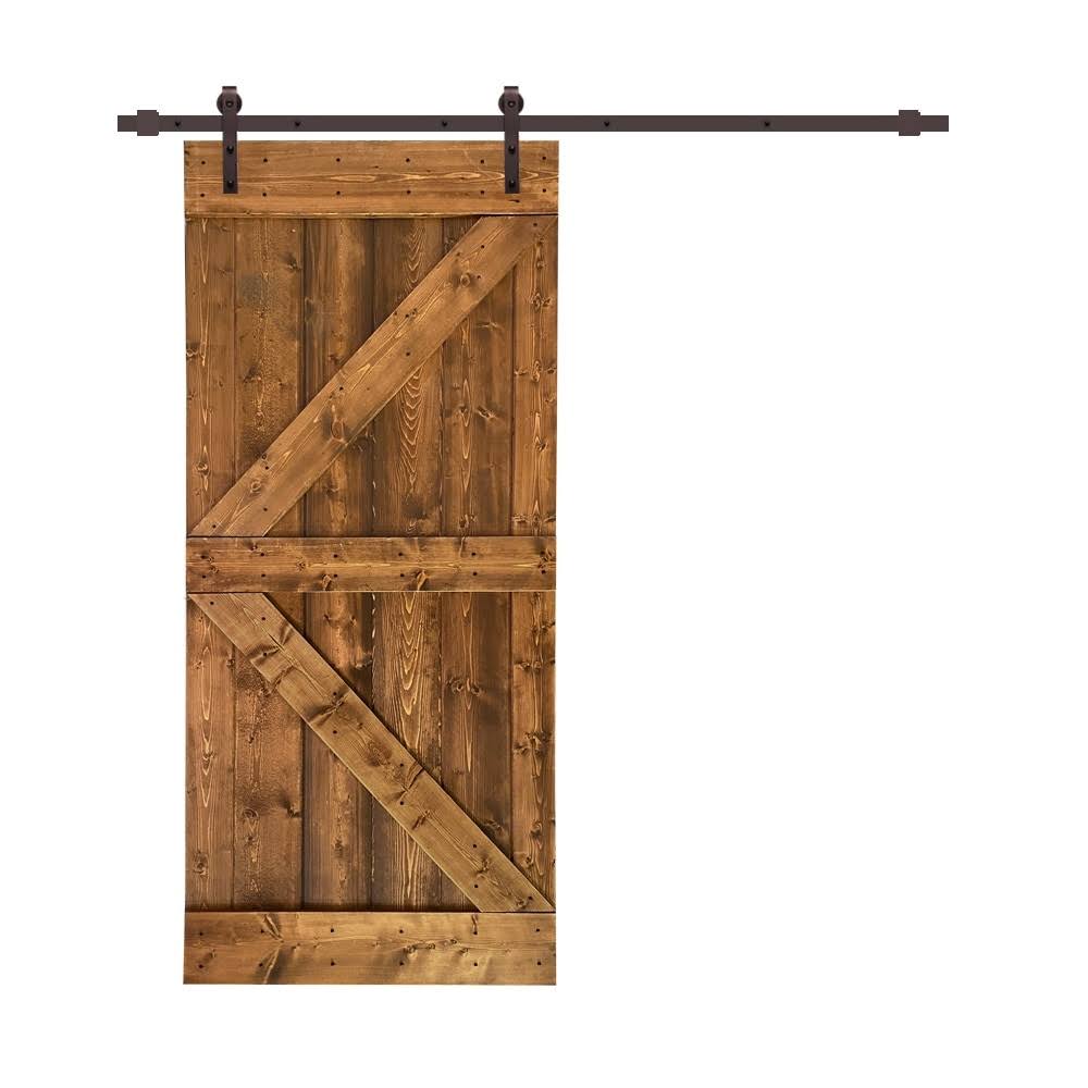 Ocean Blue Stained Wood Interior Sliding Barn Door with Hardware Kit O774007