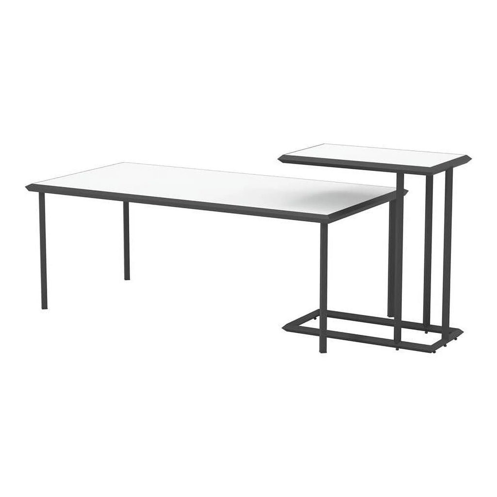 White 2-Piece Metal Coffee Table Set T1045