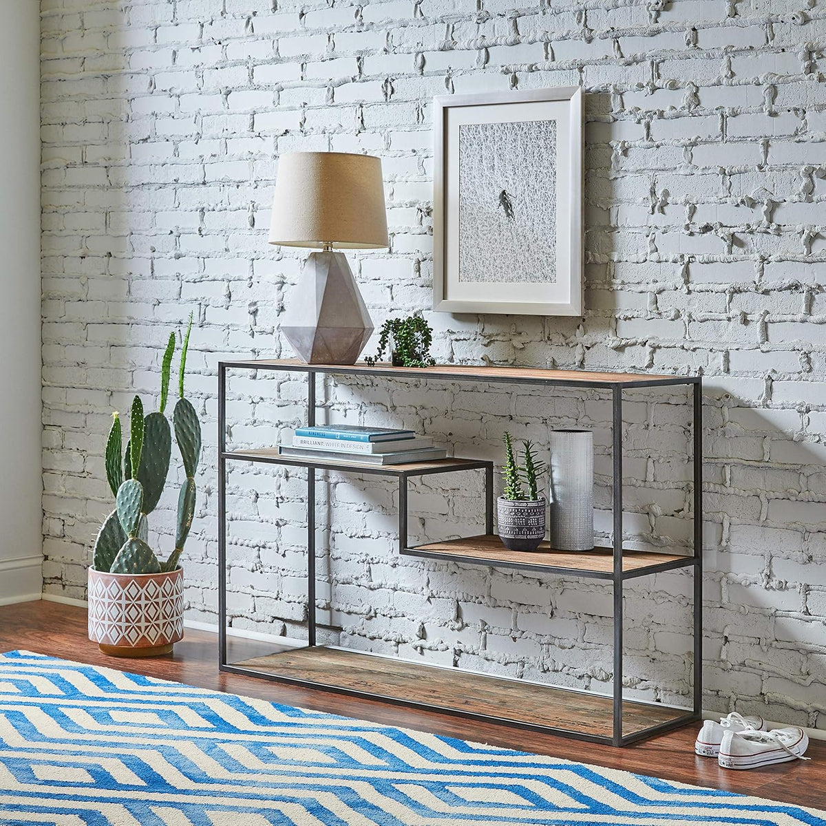 Mid-Century Modern Wood and Metal Bookcase P7318