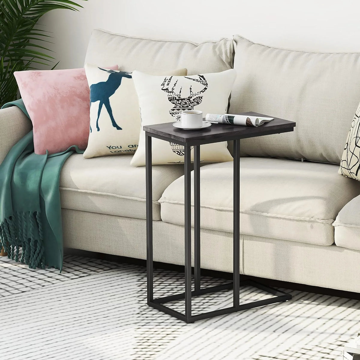 C Shaped End Table Set of 2 Grey T96220