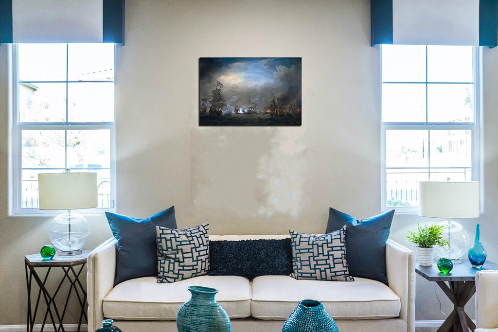 Naval Battle Prints Canvas Framed Wall Decor T715