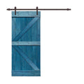 Ocean Blue Stained Wood Interior Sliding Barn Door with Hardware Kit O774007