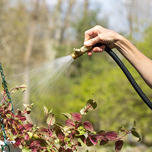 Expandable Garden Hose 50 ft Brass Fittings Black U97453