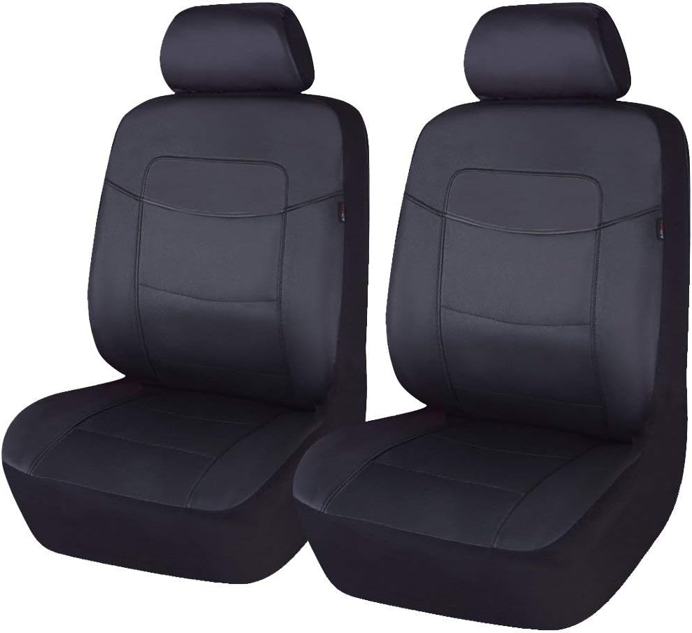 Black Leather Waterproof Car Seat Covers Full Set Q926
