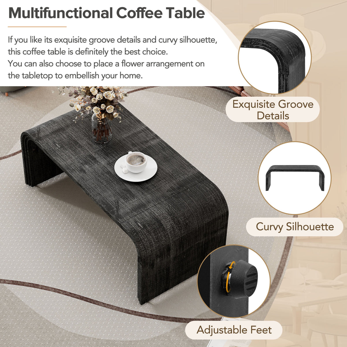Antique Black Coffee Table Q173123
