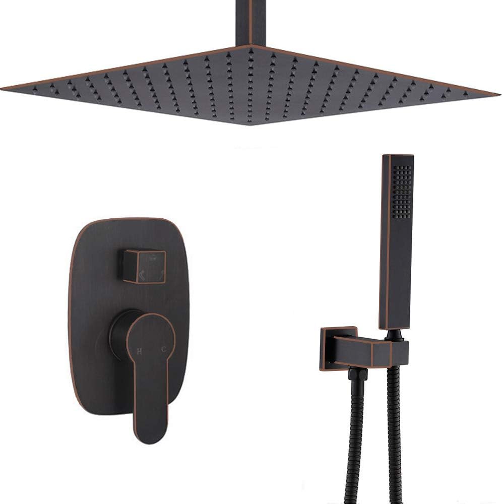 Oil Rubbed Bronze 10 Inch Rainfall Shower System With Handheld Shower Head Mixer Set R7127