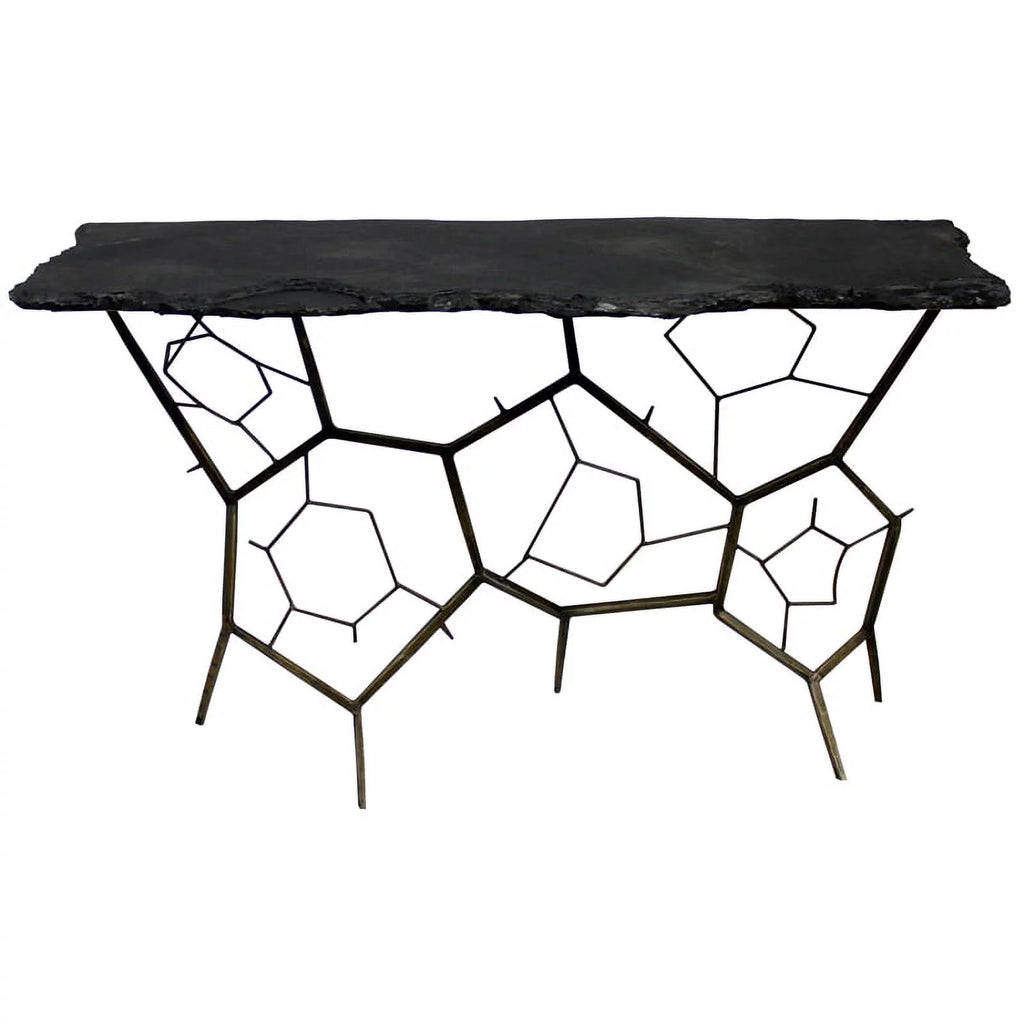 Stone Console Table on Black Cast Iron Base K317613