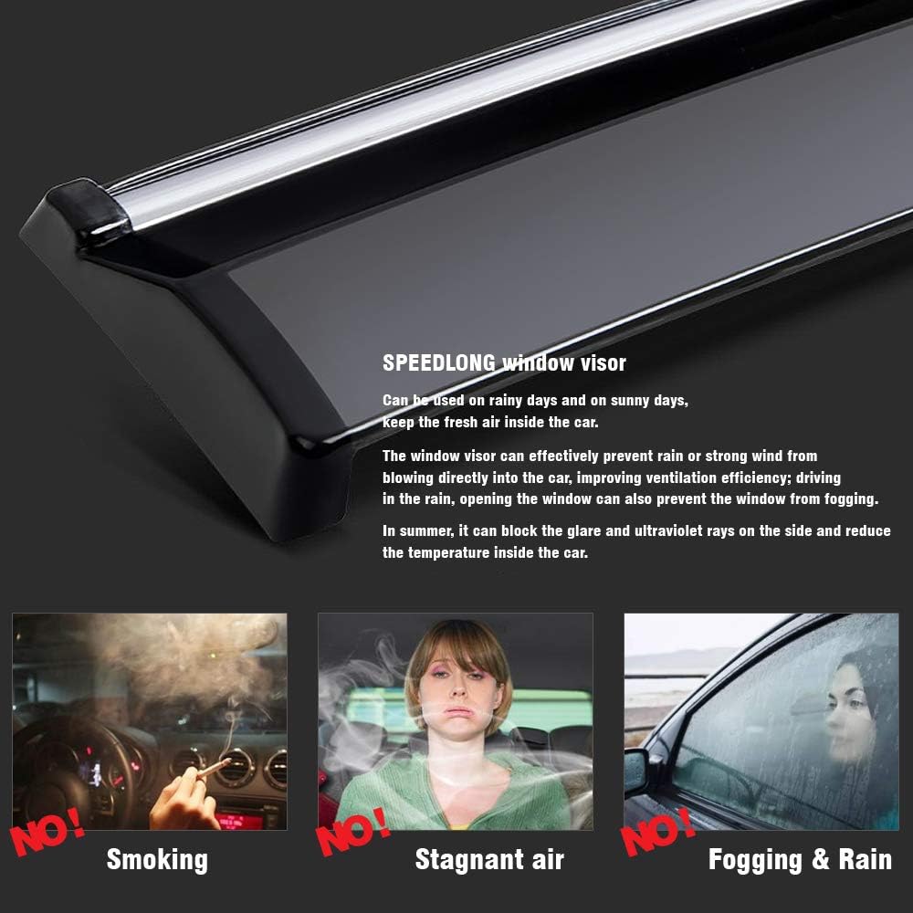 Car Window Visor Vent Shade Deflector Sun/Rain Guards S6357