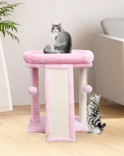 Small Cat Tree with Scratching Post, Light Grey M8035