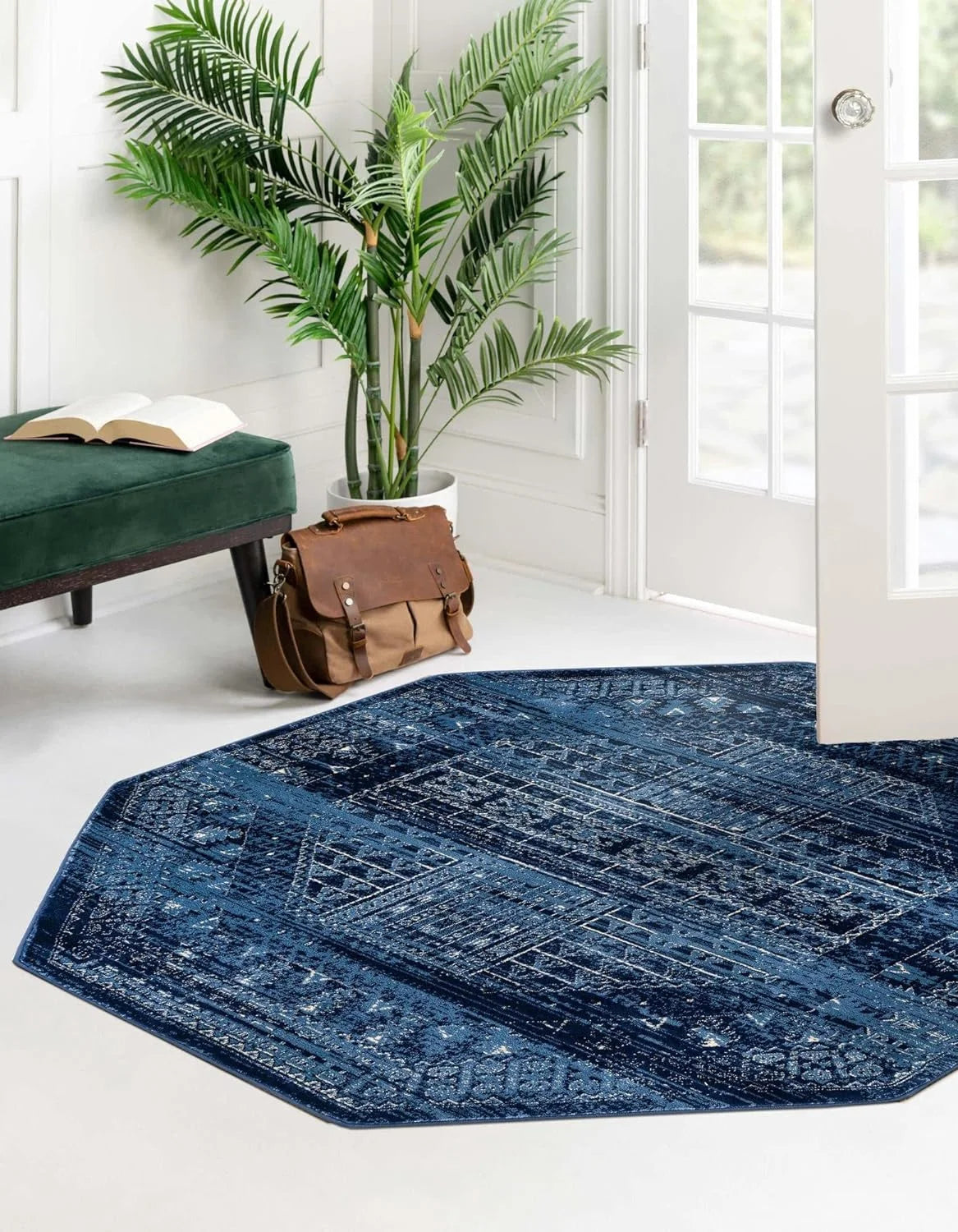 8' Octagon Blue Rug X8340