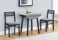 Gray 3pcs Drop Leaf Dining Table Set with Black Metal P487737