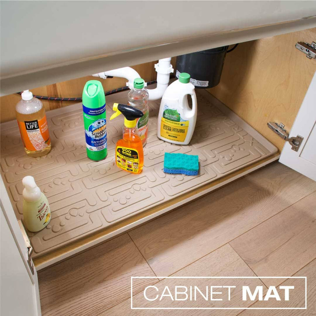 Under Sink Kitchen Cabinet Mat, 37 x 22 inch, Beige L4546