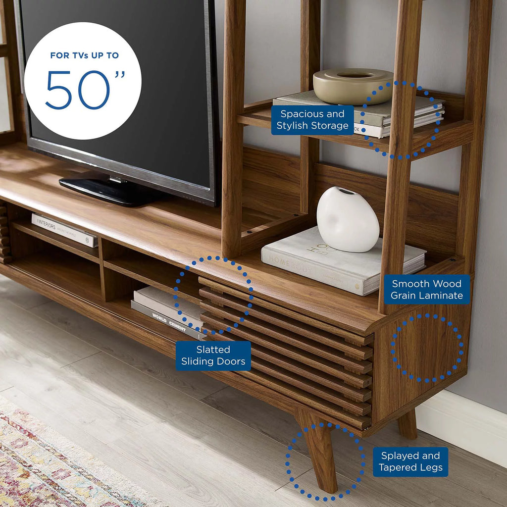 Brown Walnut Wood TV Stand Console Table K82819
