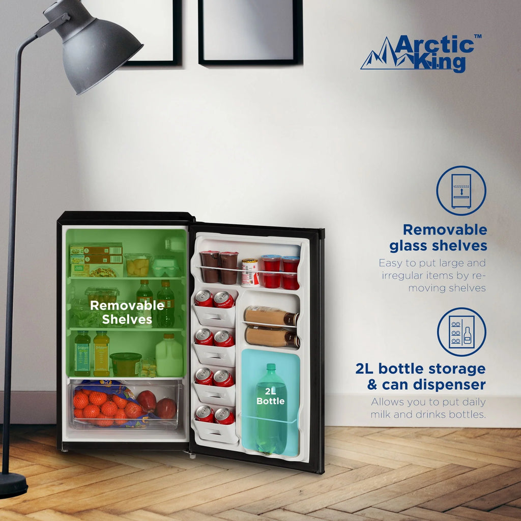 4.4 Cu ft One-Door Mini Fridge, Black Stainless Steel Look E4448