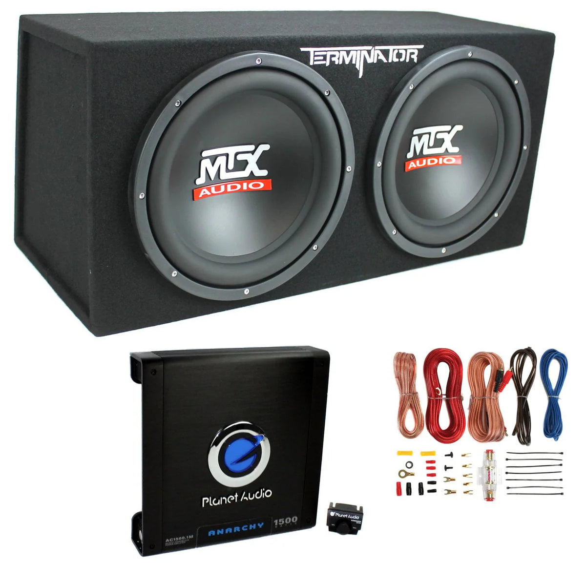 12 Dual Loaded Car Subwoofers + Box + Amp + Kit P5870