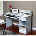 White Rectangular Computer Desk with Keyboard Tray O1793
