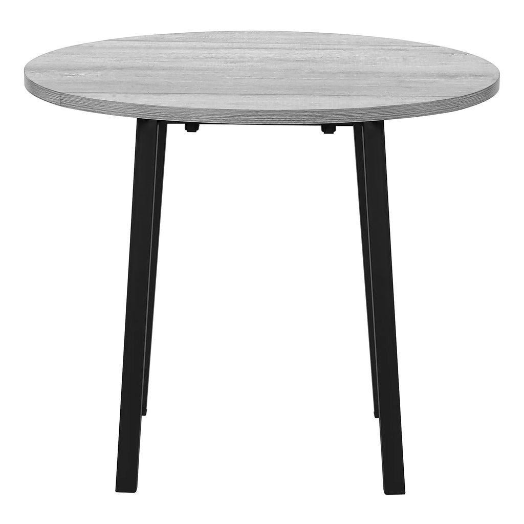 Gray 3pcs Drop Leaf Dining Table Set with Black Metal P487737