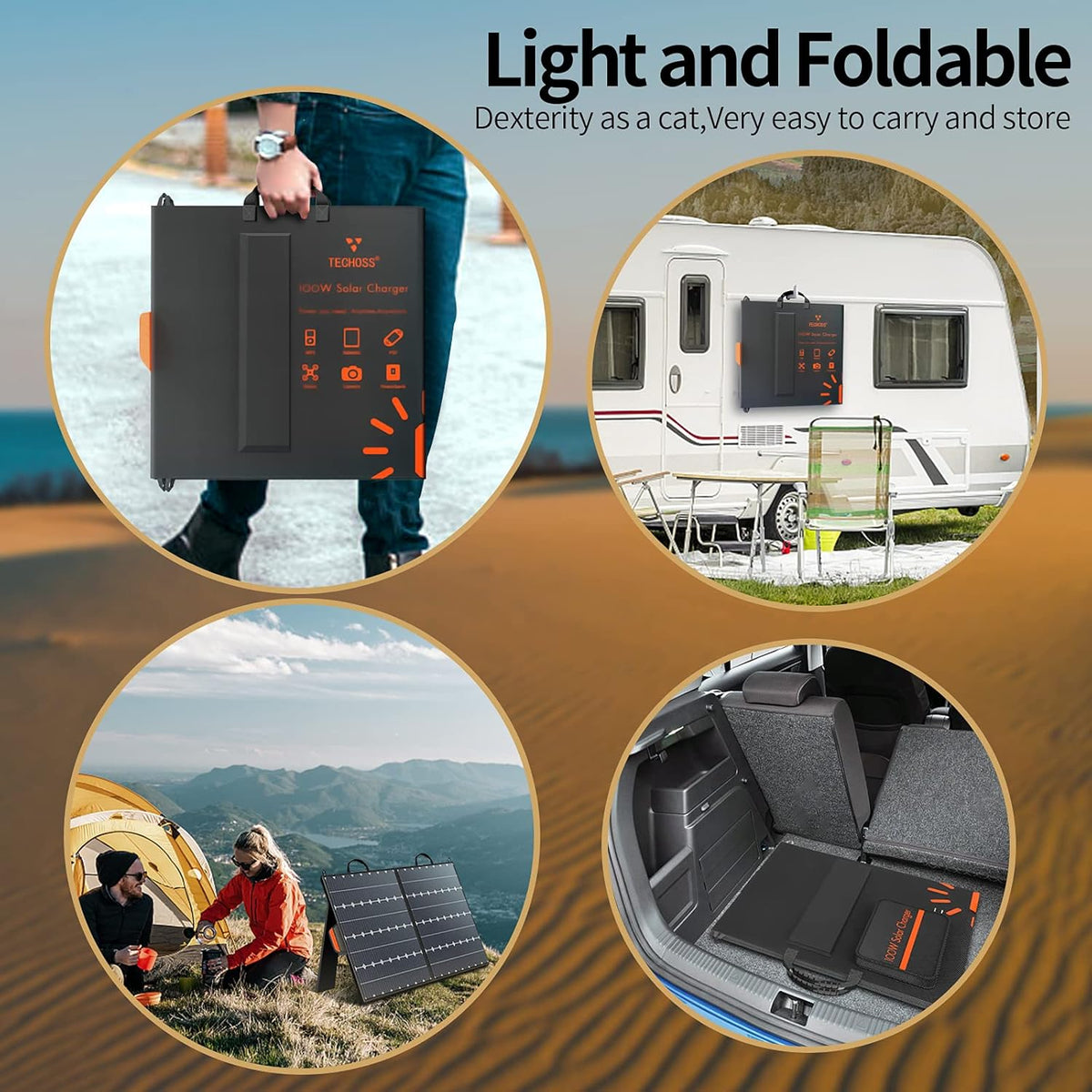 100W Portable Foldable Solar Panel with USB QC 3.0 & Type C Z93071