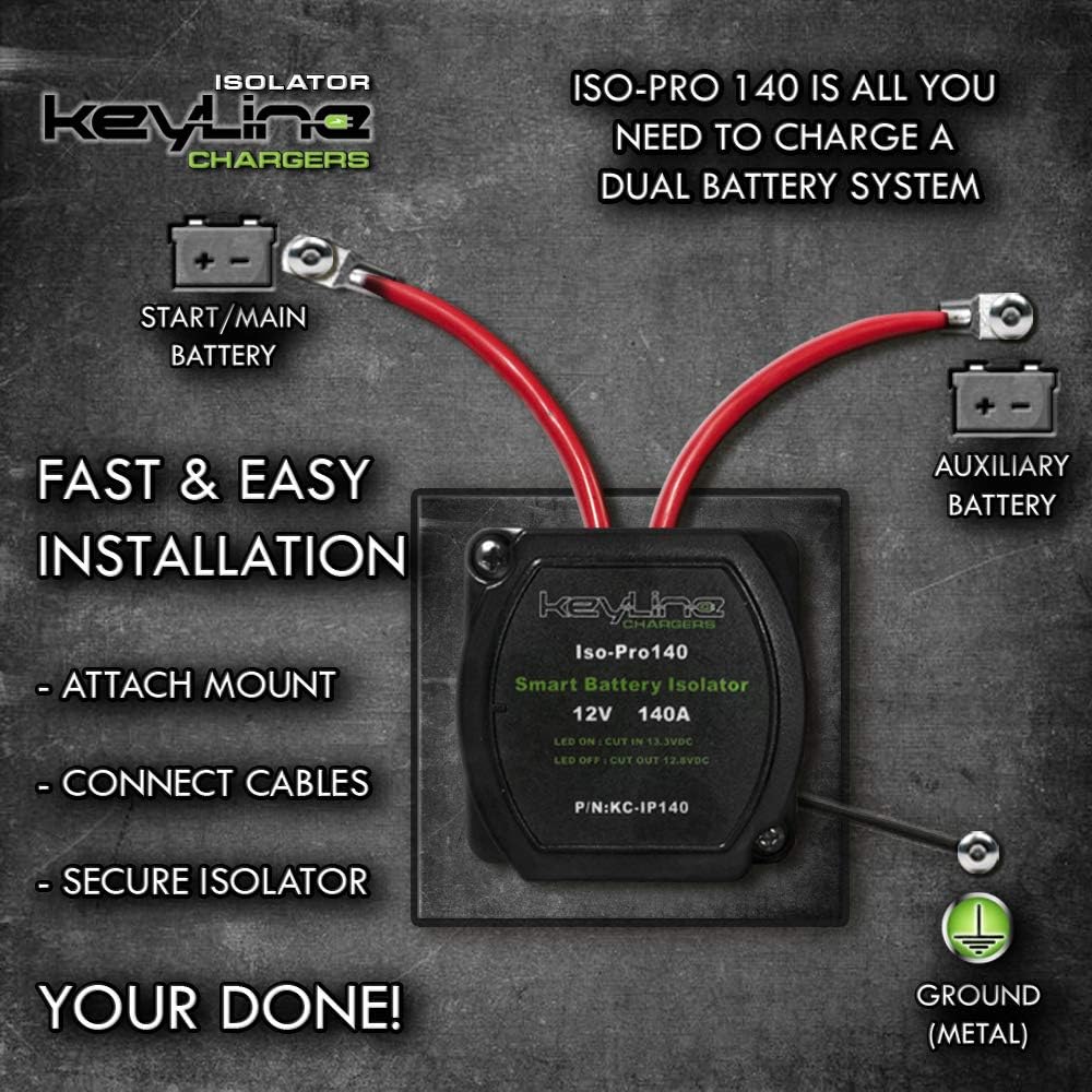 12V 140 Amp Dual Battery Smart Isolator Voltage Sensitive Relay J405