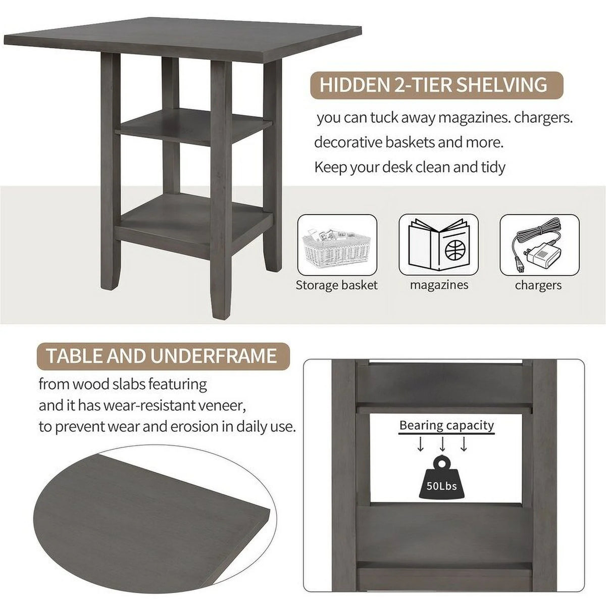 Espresso Square Dining Table Set of 4 with 4 Upholstered Chairs S36785
